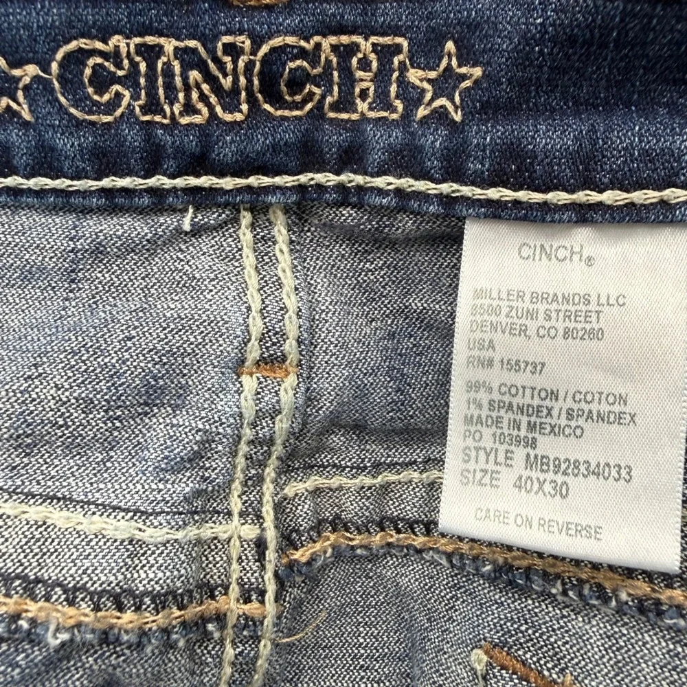 Cinch Jeans Men 40x30 Blue MB92834033 Straight Leg Stretch Western Denim Pants
